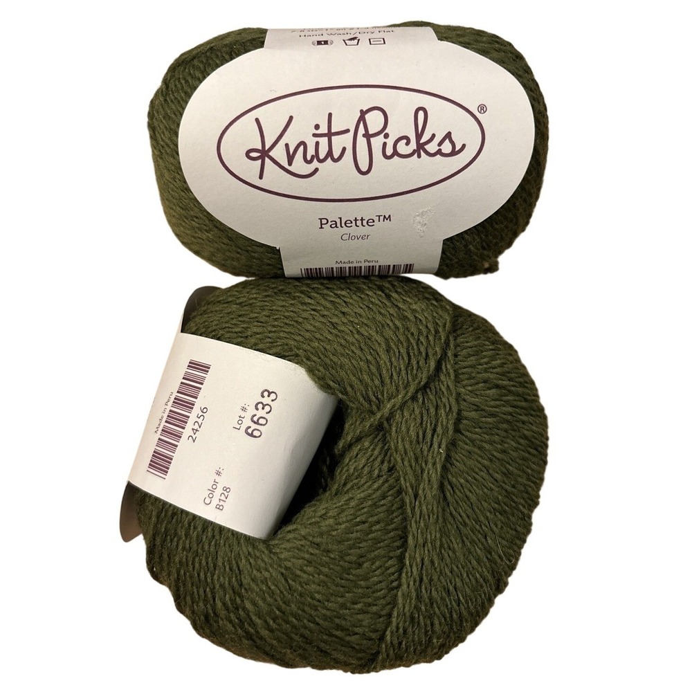 KNIT PICKS Palette‎ 100% Peruvian Wool Yarn Clover NEW Lot of 2